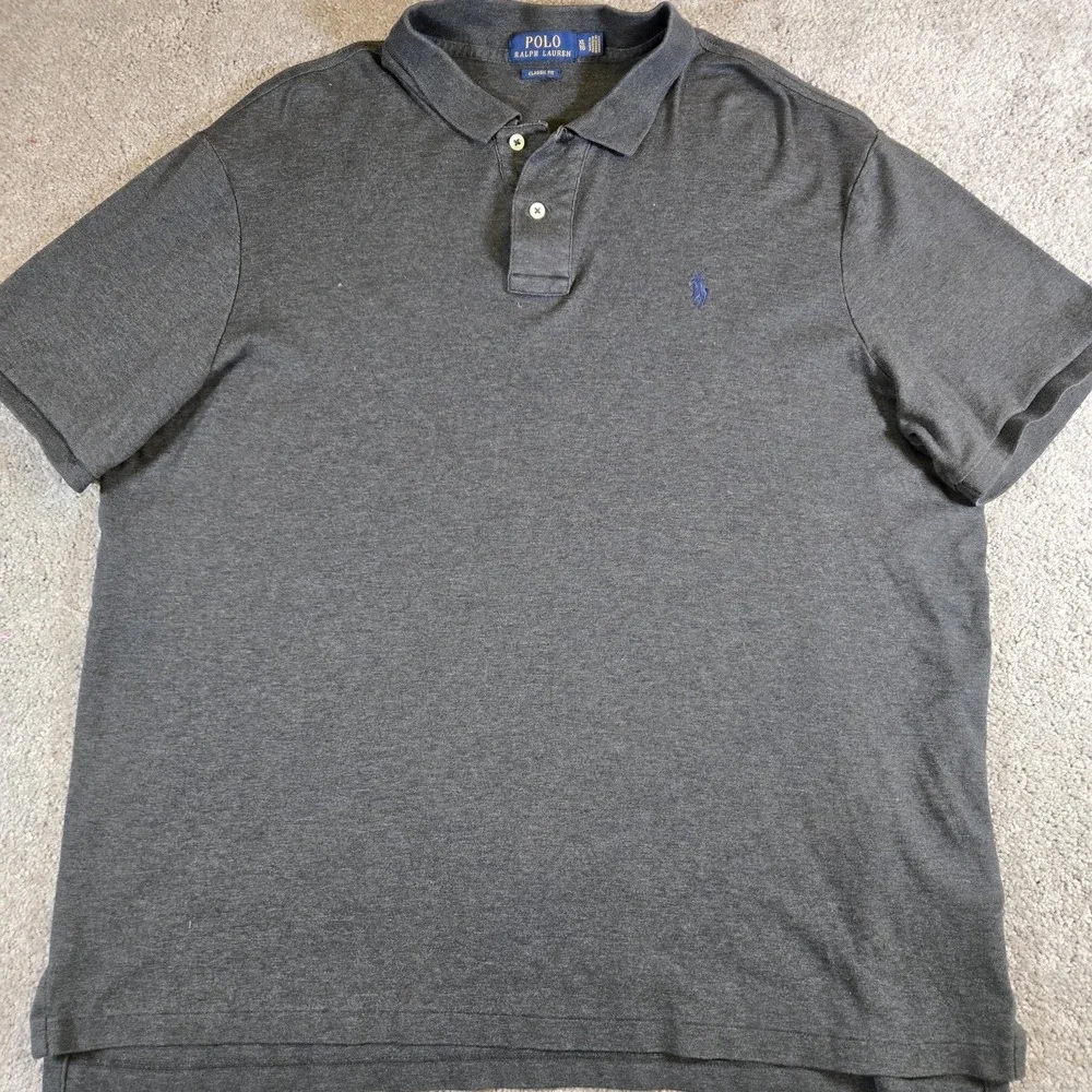 Polo‎ Ralph Lauren Short Sleeve Polo Shirt Mens XL Gray Golf Polo Pony Logo